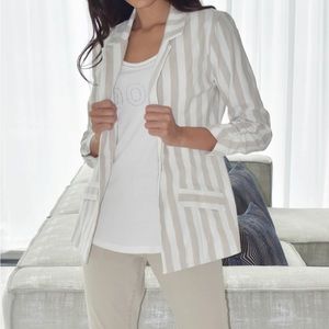 NWOT Frank Lyman Beige & White Stripe Blazer | Size 8